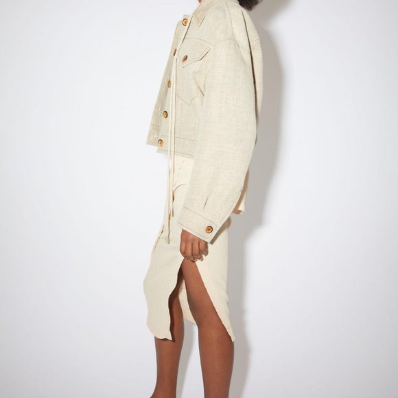 ACNE Cropped Hemp Jacket in Camel Melange SIZE 36 - Picture 2 of 8